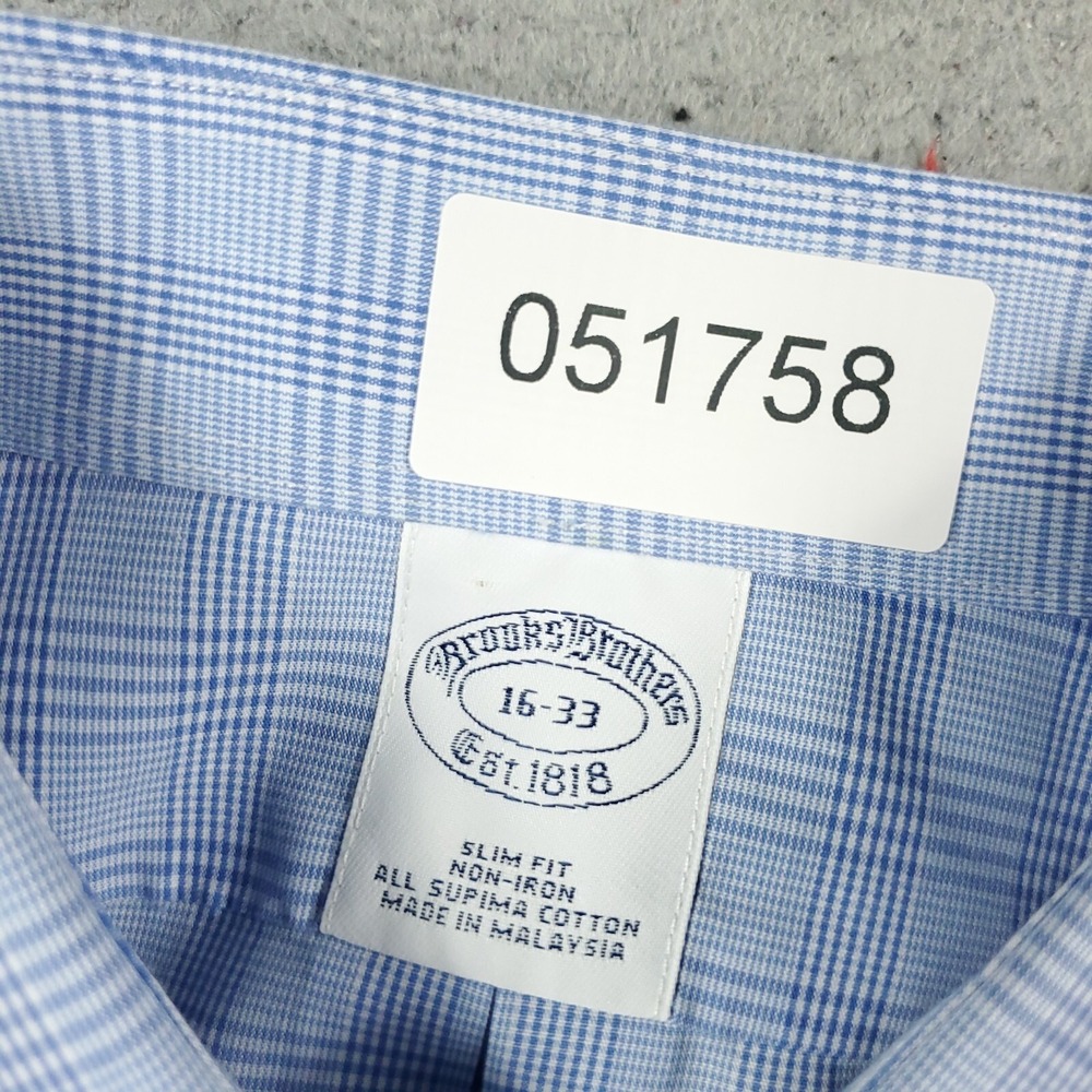 Brooks Brothers Shirt Mens Size 16 Blue Plaid French Cuff Dress Button Up - Picture 6 of 6